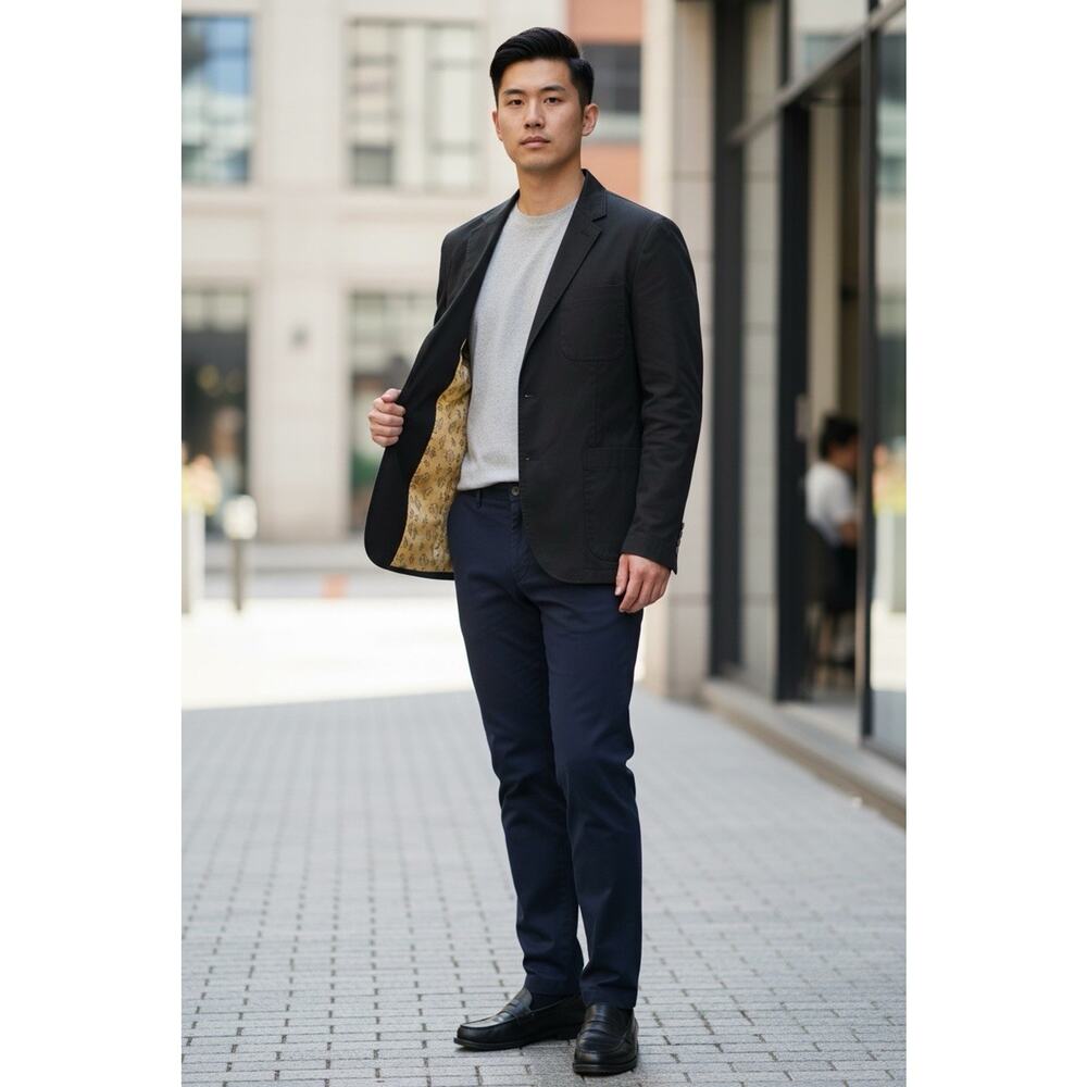 Tallia Men's Black Sport Coat Jacket 100% Wool Three Button Blazer Size 42R
